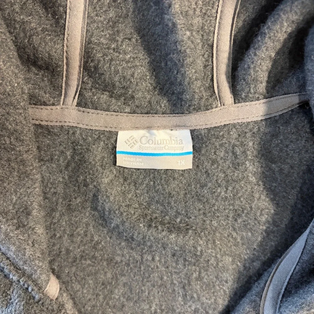 Columbia Womens Charcoal Gray Fleece Full Zip Hooded Jacket 1X AW6485 Longline